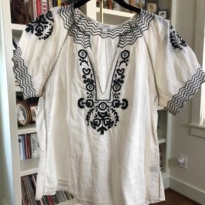 J. Crew Baja White Embroidered Sheer Shirt - Size 6